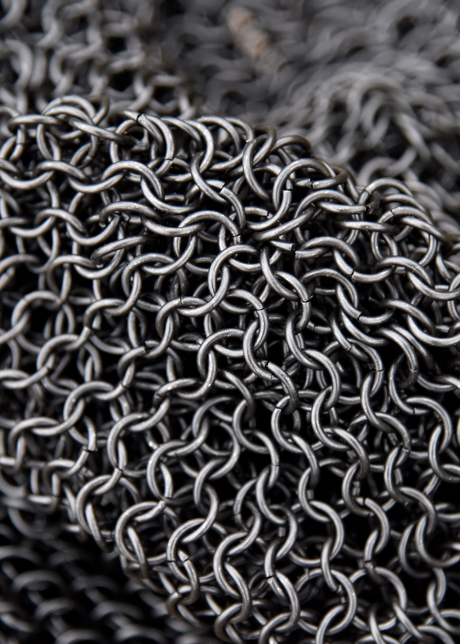 Chainmail coif full mantle square face, butted MS, ID 8mm, blackened