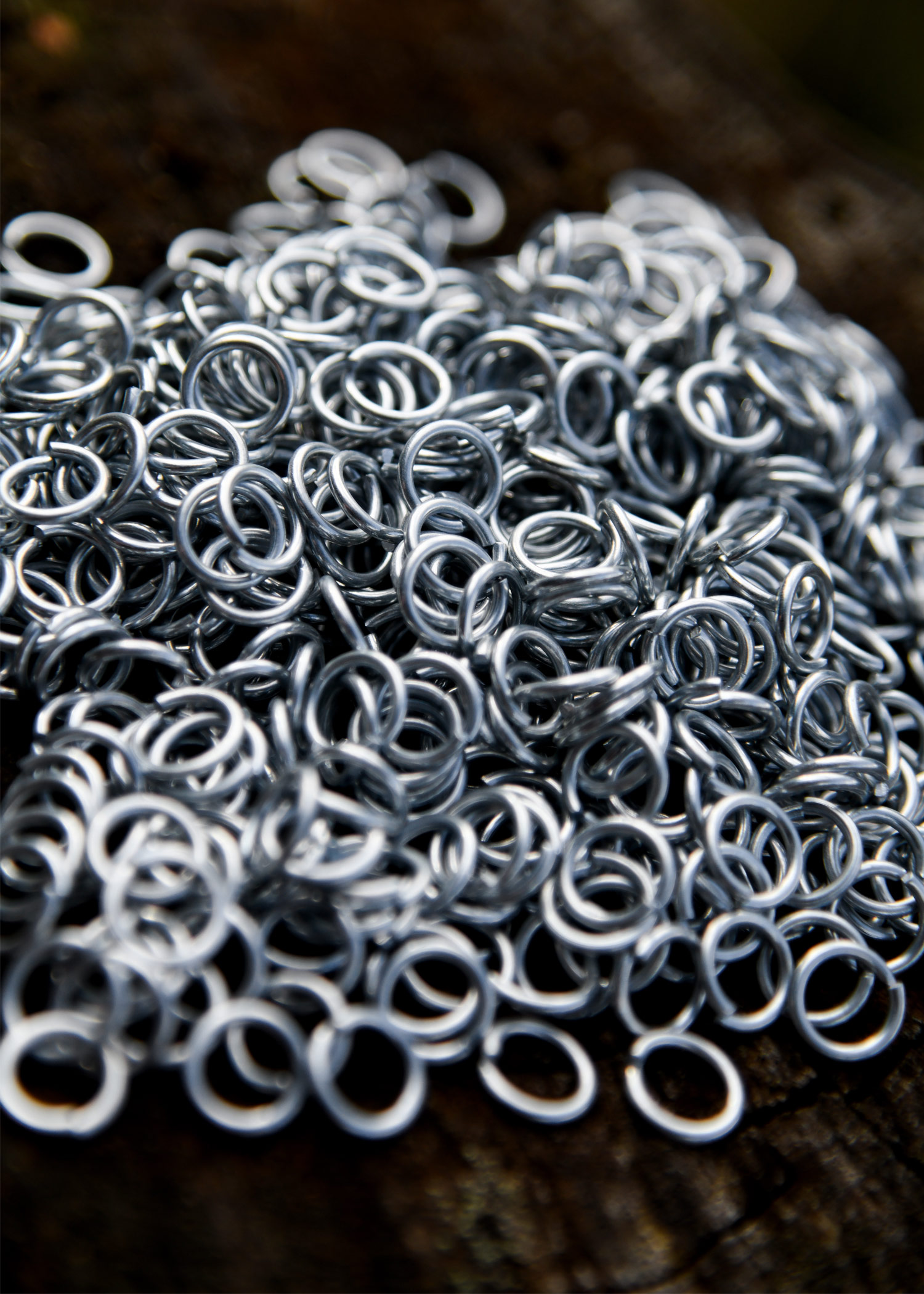 1kg package loose chain mail rings, ID8mm, zinc plated