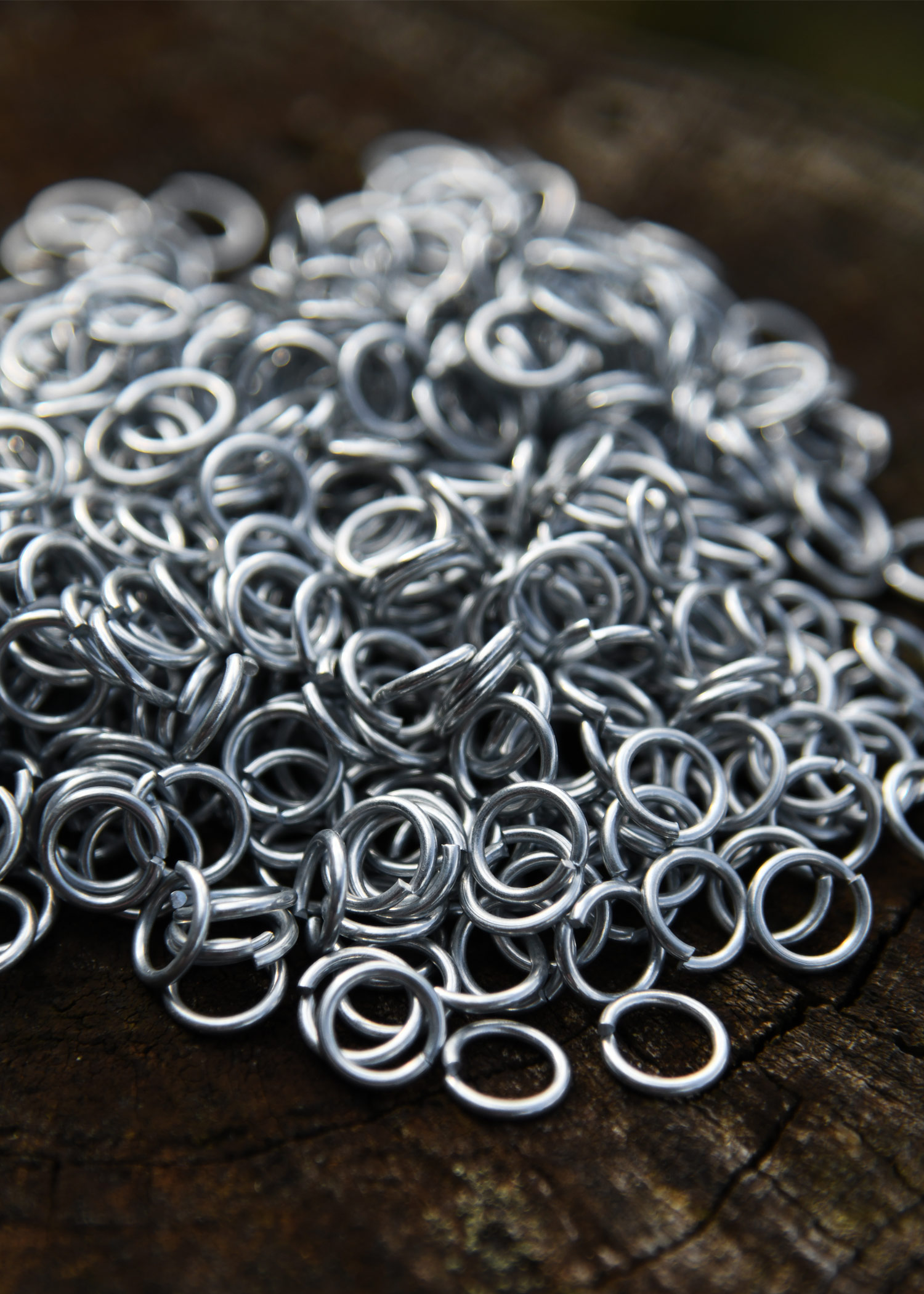 1kg package loose chain mail rings, ID8mm, zinc plated