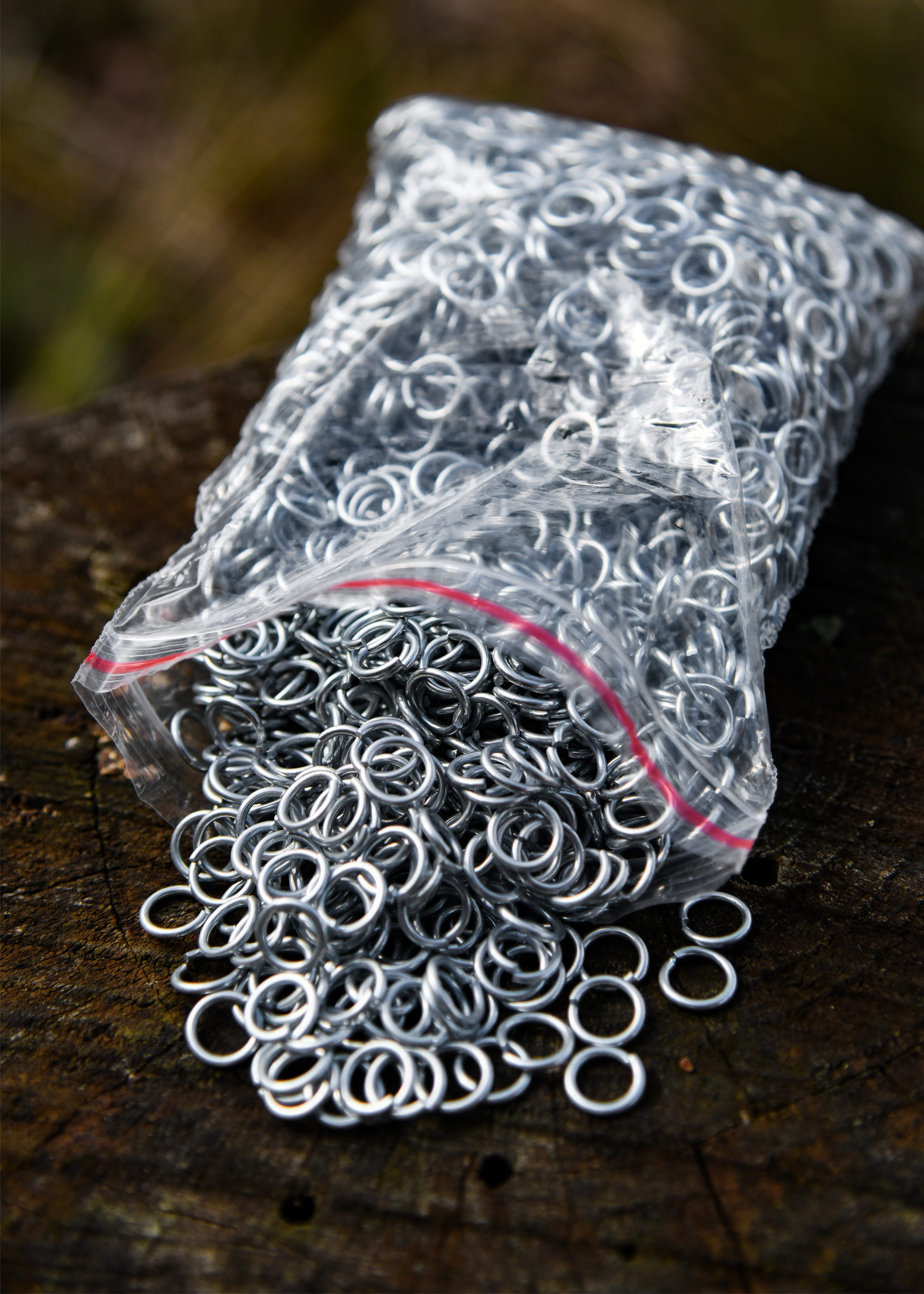 1kg package loose chain mail rings, ID8mm, zinc plated