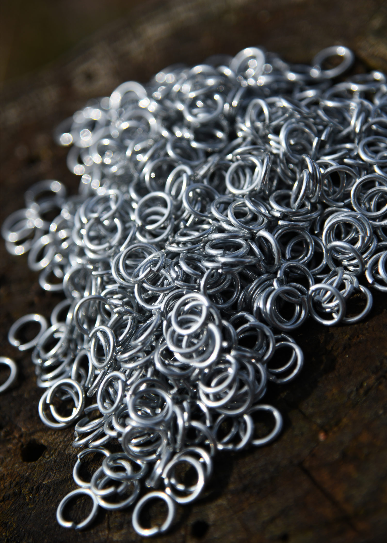 1kg package loose chain mail rings, ID8mm, zinc plated