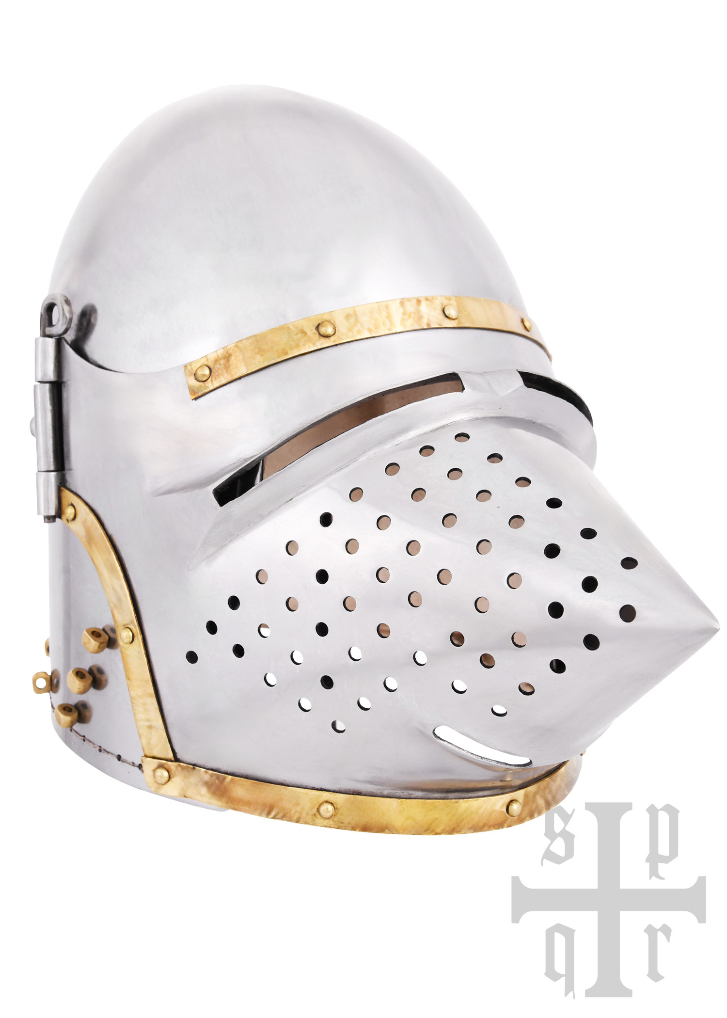 Houndskull Bascinet, Medieval Helmet, ca. 1370, 1.6 mm Steel