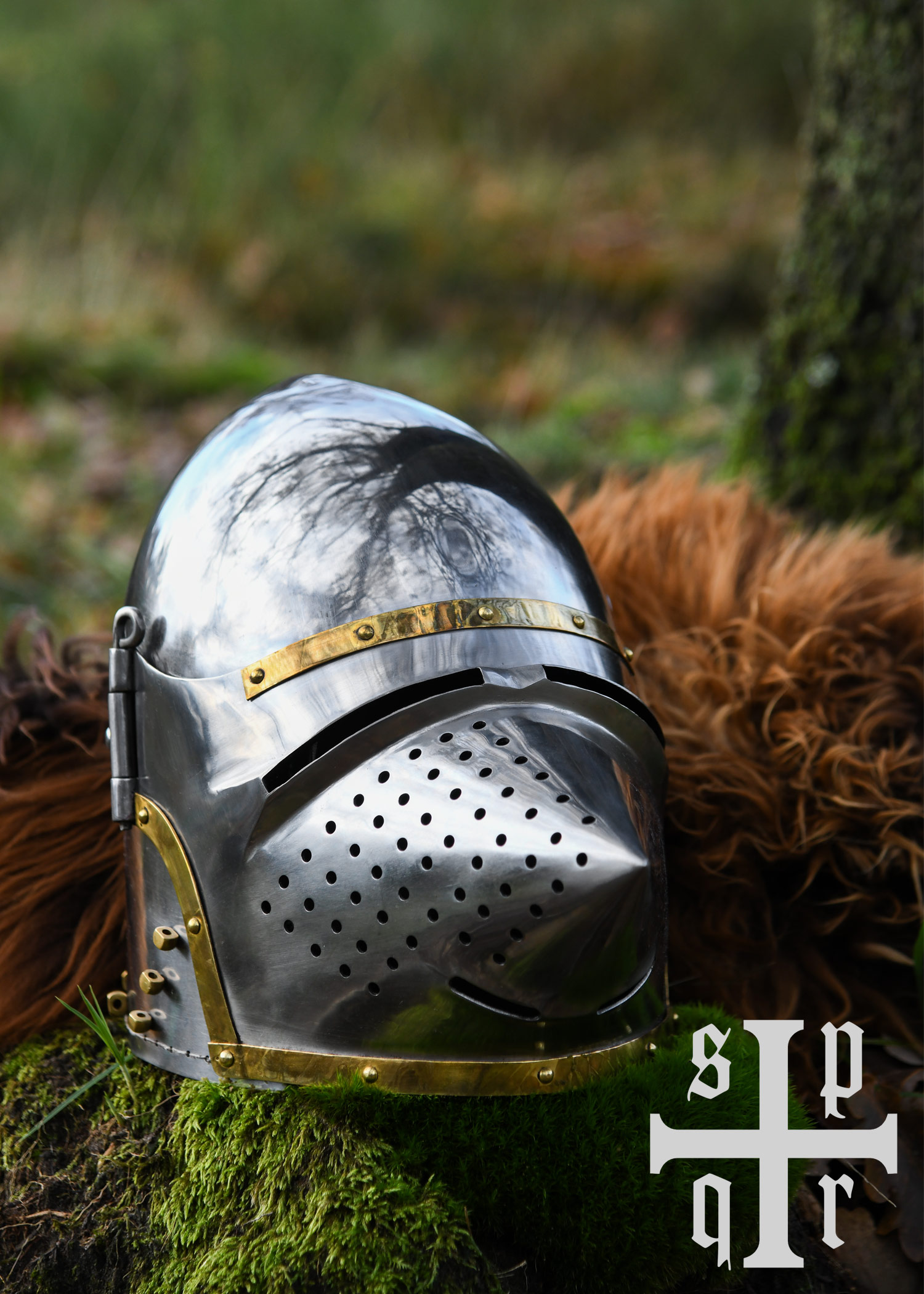 Houndskull Bascinet, Medieval Helmet, ca. 1370, 1.6 mm Steel