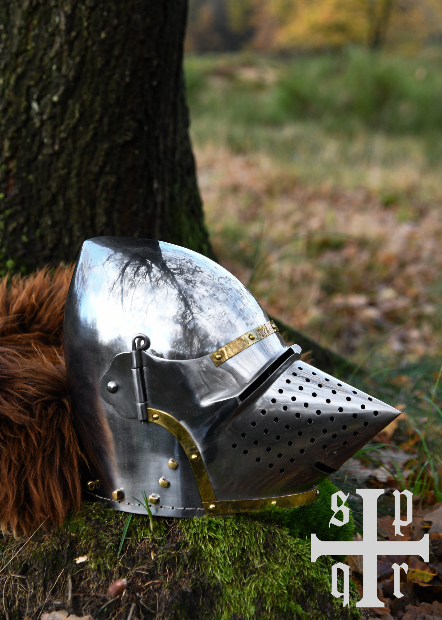 Houndskull Bascinet, Medieval Helmet, ca. 1370, 1.6 mm Steel