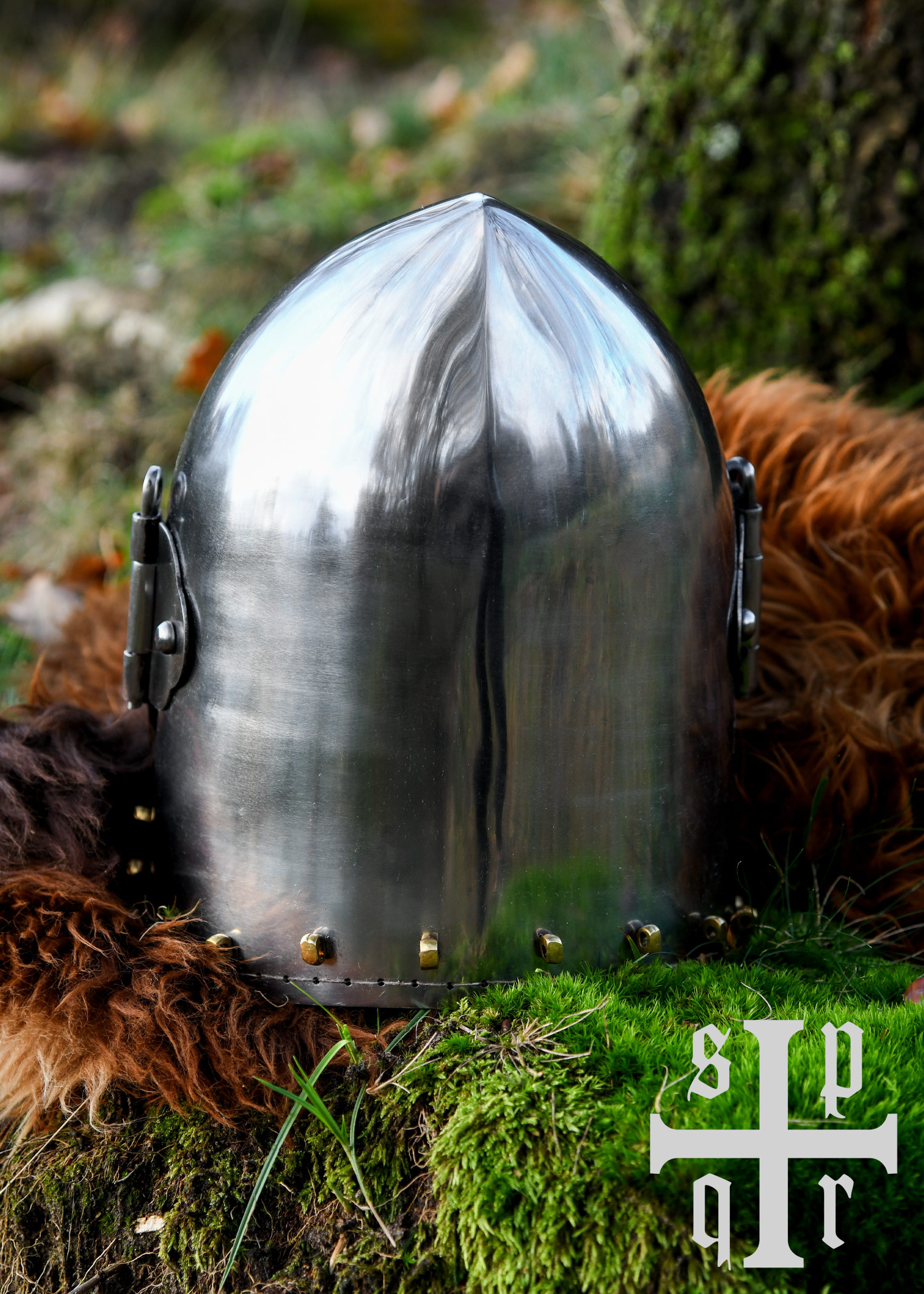 Houndskull Bascinet, Medieval Helmet, ca. 1370, 1.6 mm Steel