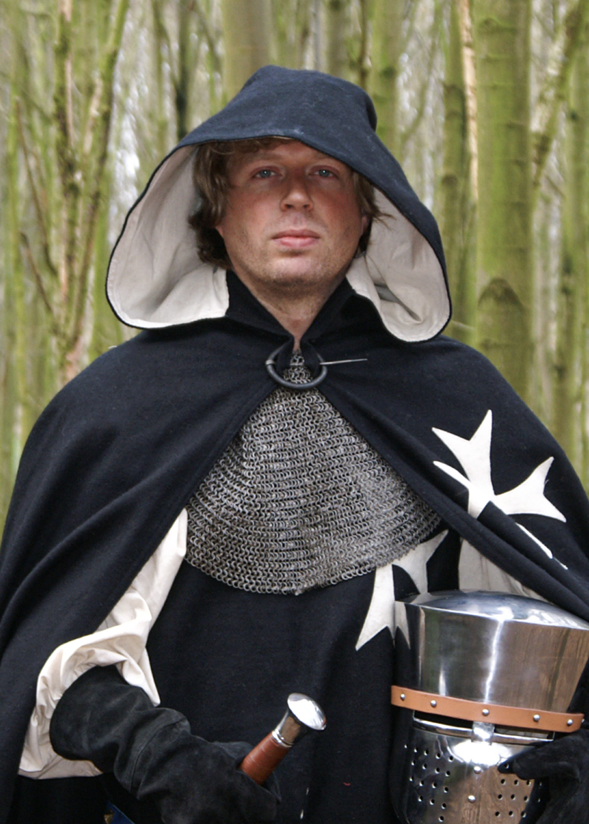 Hospitaller cloak, black with with cross, lining
