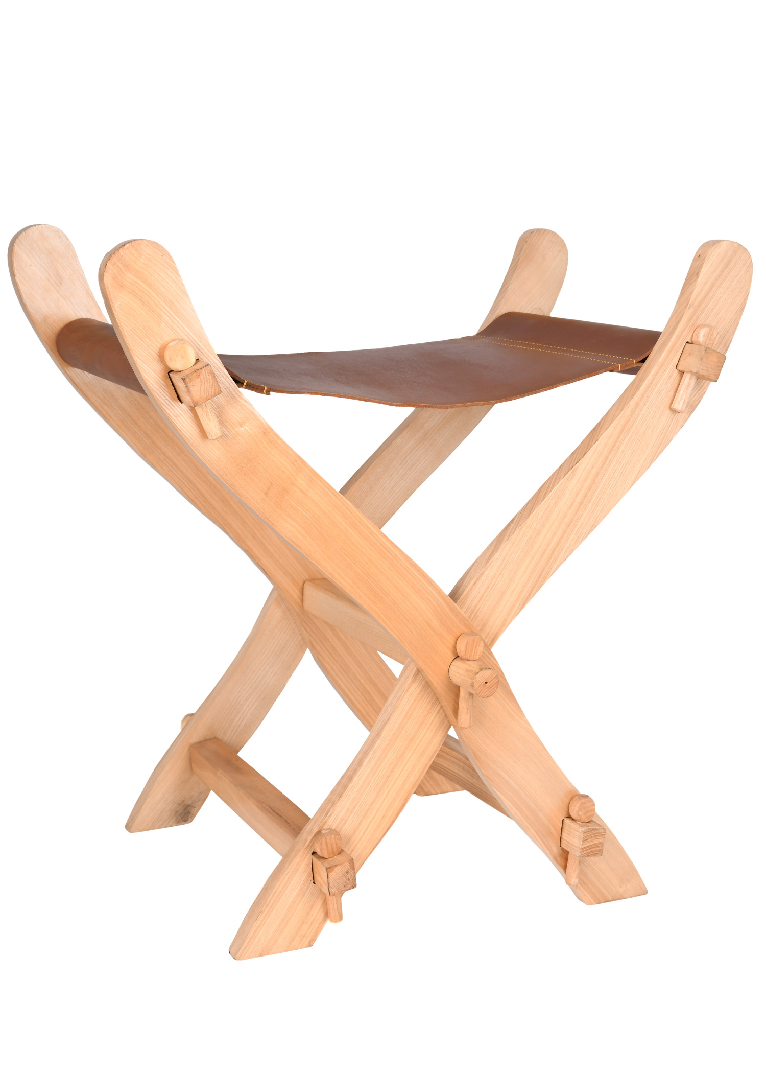 Medieval Folding Chair with Leather Seat