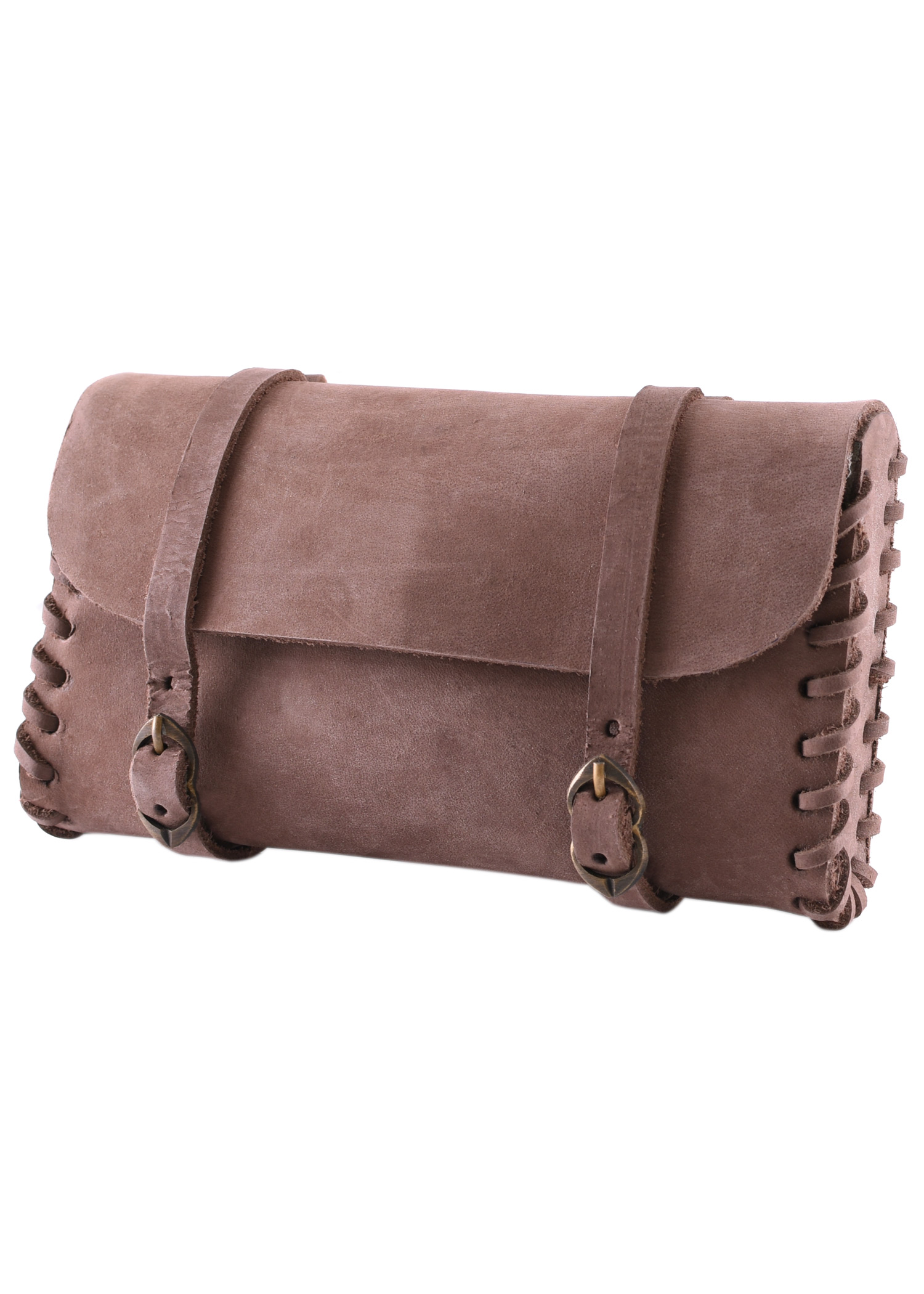 Leather bag with two buckles