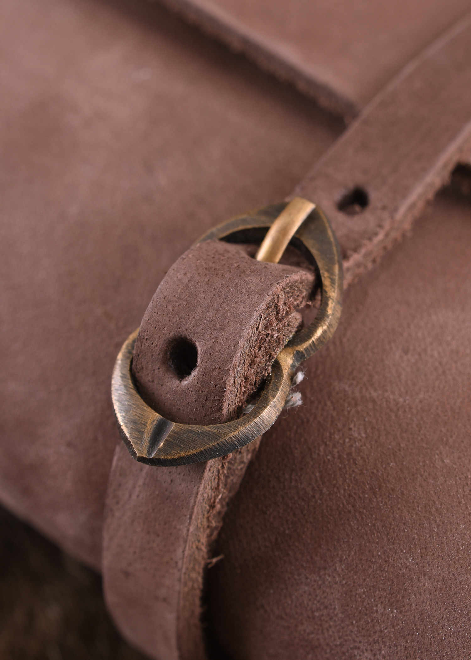 Leather bag with two buckles