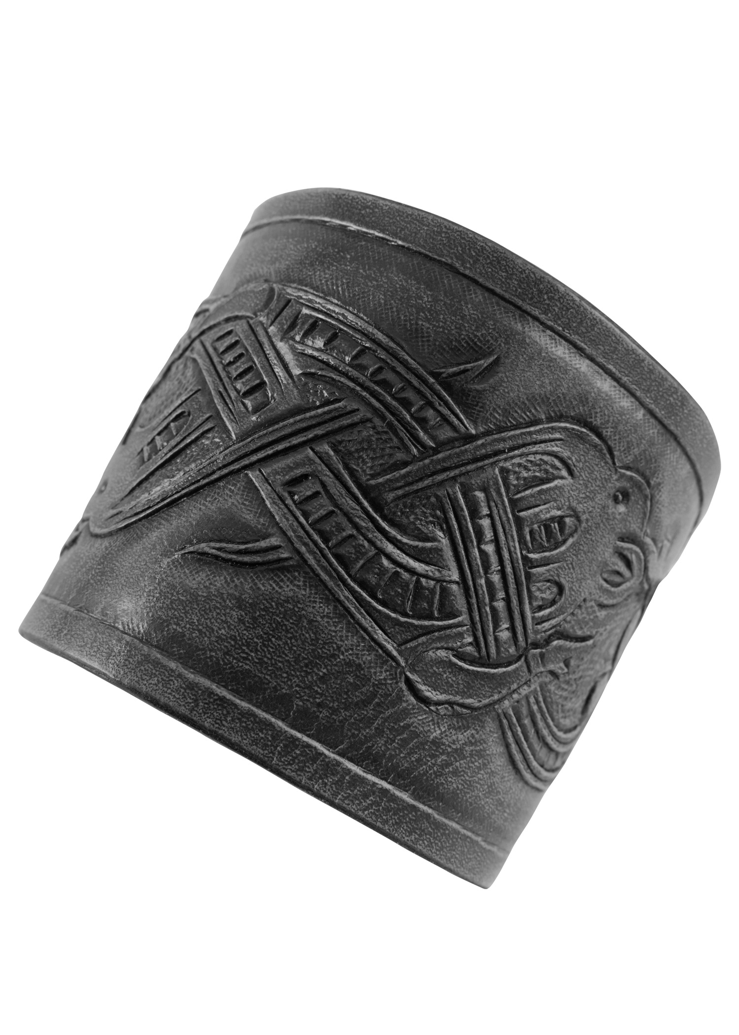 Leather Bracers with Embossed Dragon Motif, Jelling Style, black