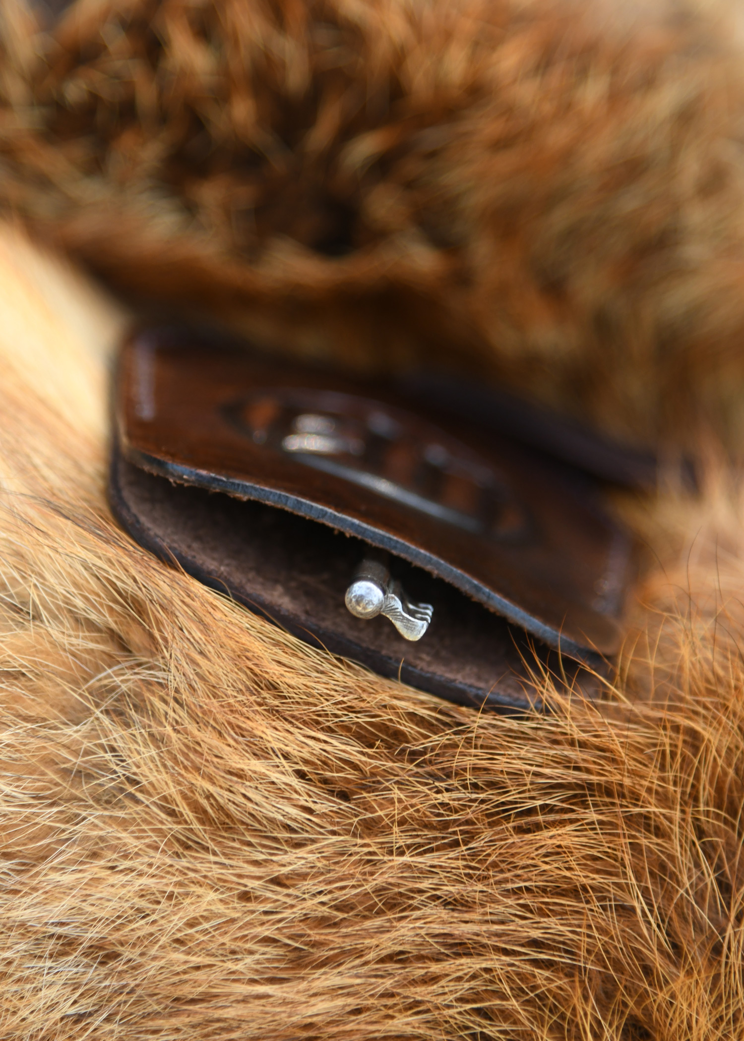 Leather Key Chain with Embossment, brown