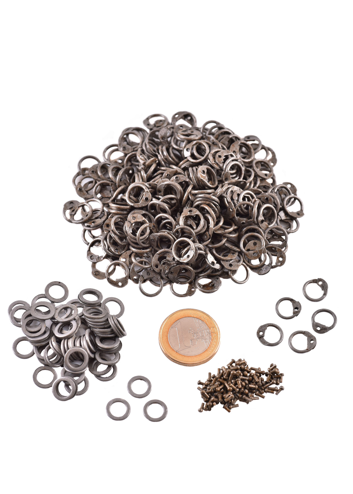 RM 1kg package loose chain mail rings, rivets and washers, ID6mm, natural