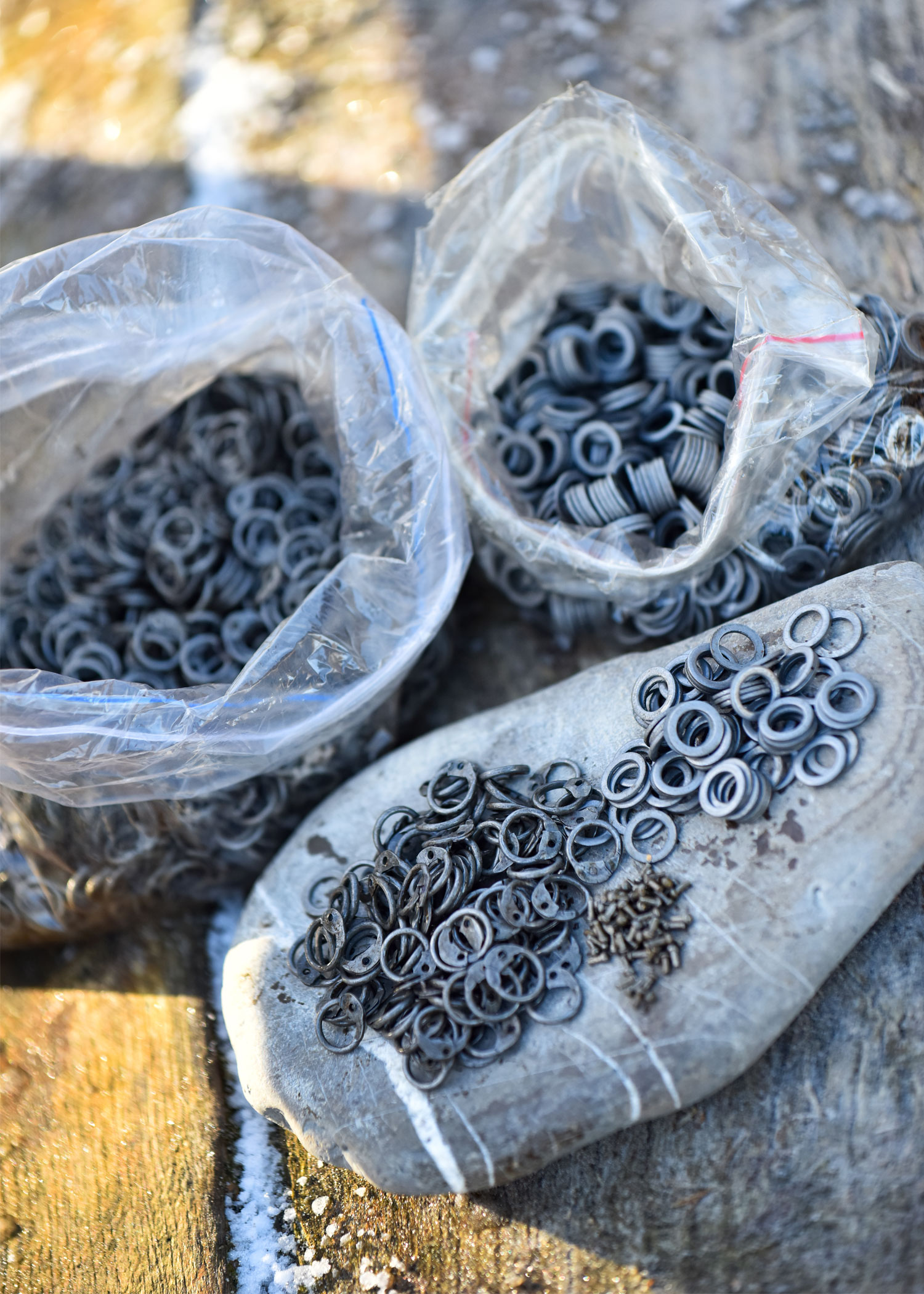 RM 1kg package loose chain mail rings, rivets and washers, ID6mm, natural