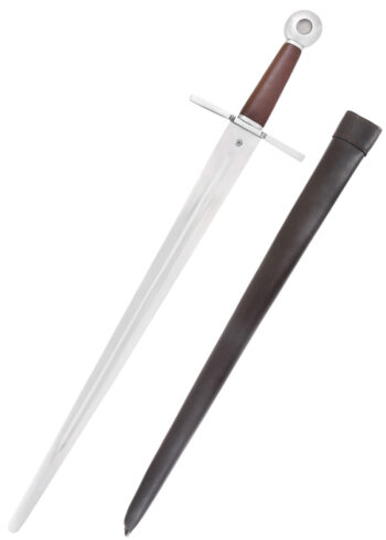 Medieval One-handed Sword with Leather Scabbard, practical blunt, SK-B