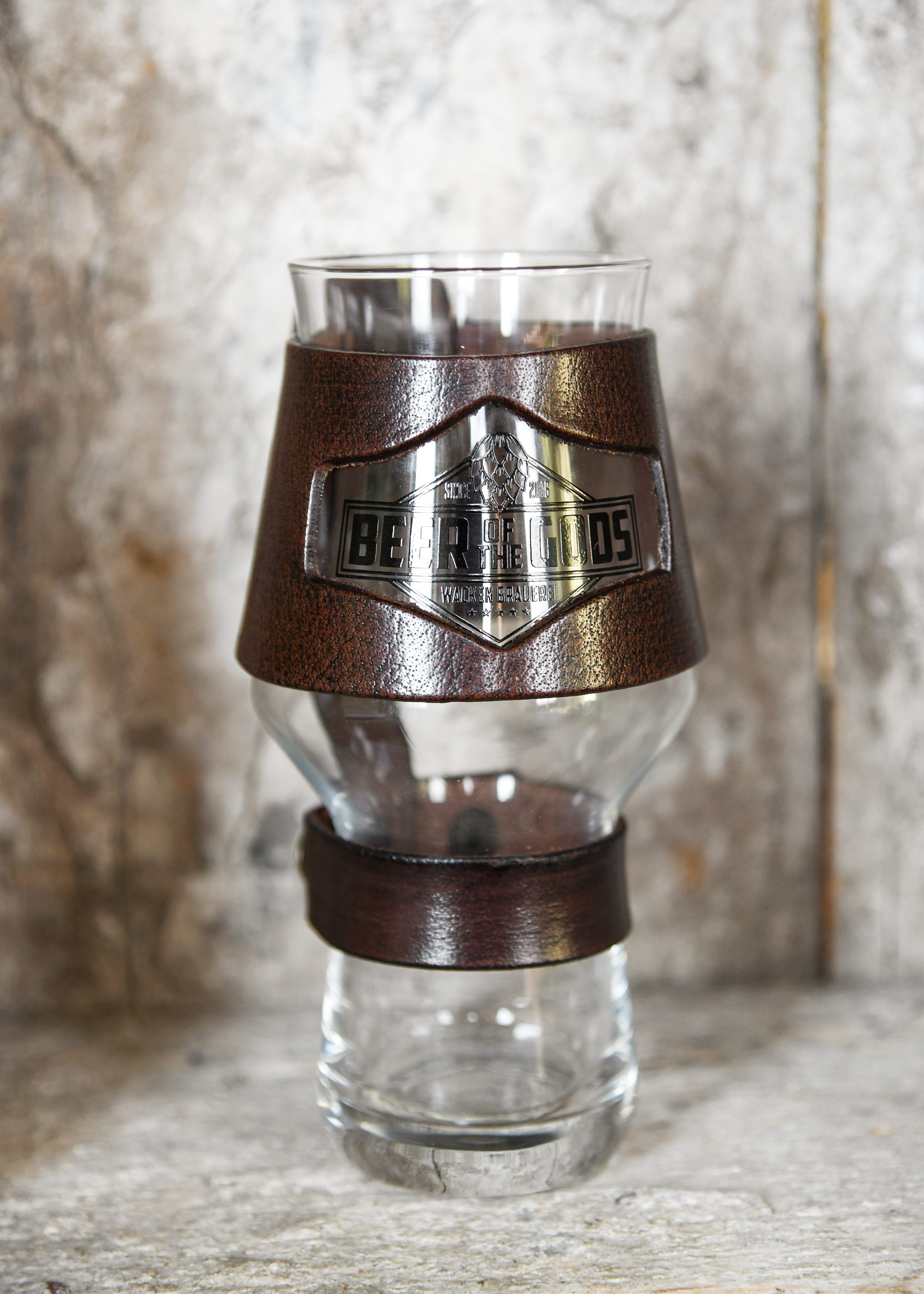 Beer Glass Holder, brown leather - Wacken Brewery