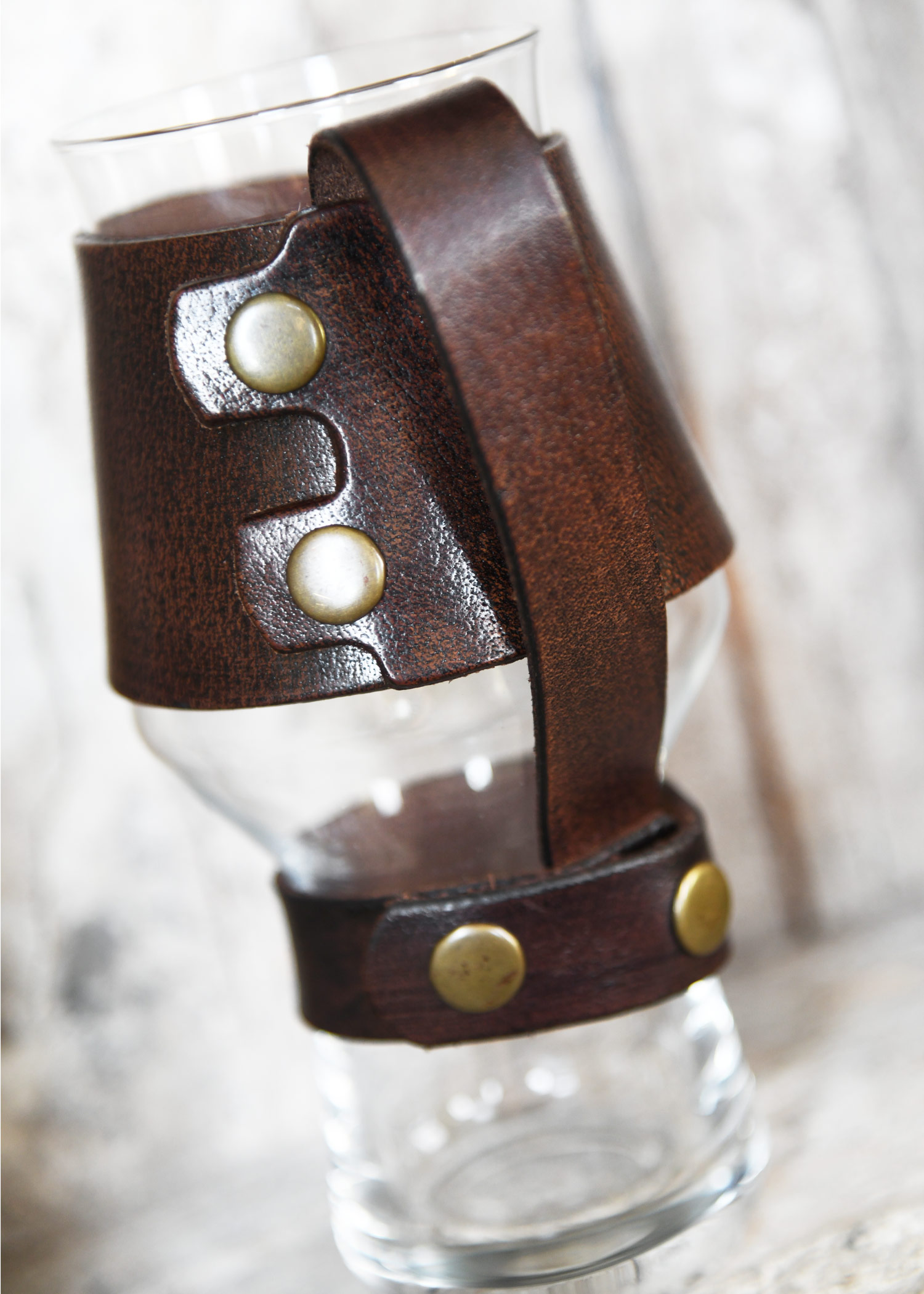Beer Glass Holder, brown leather - Wacken Brewery