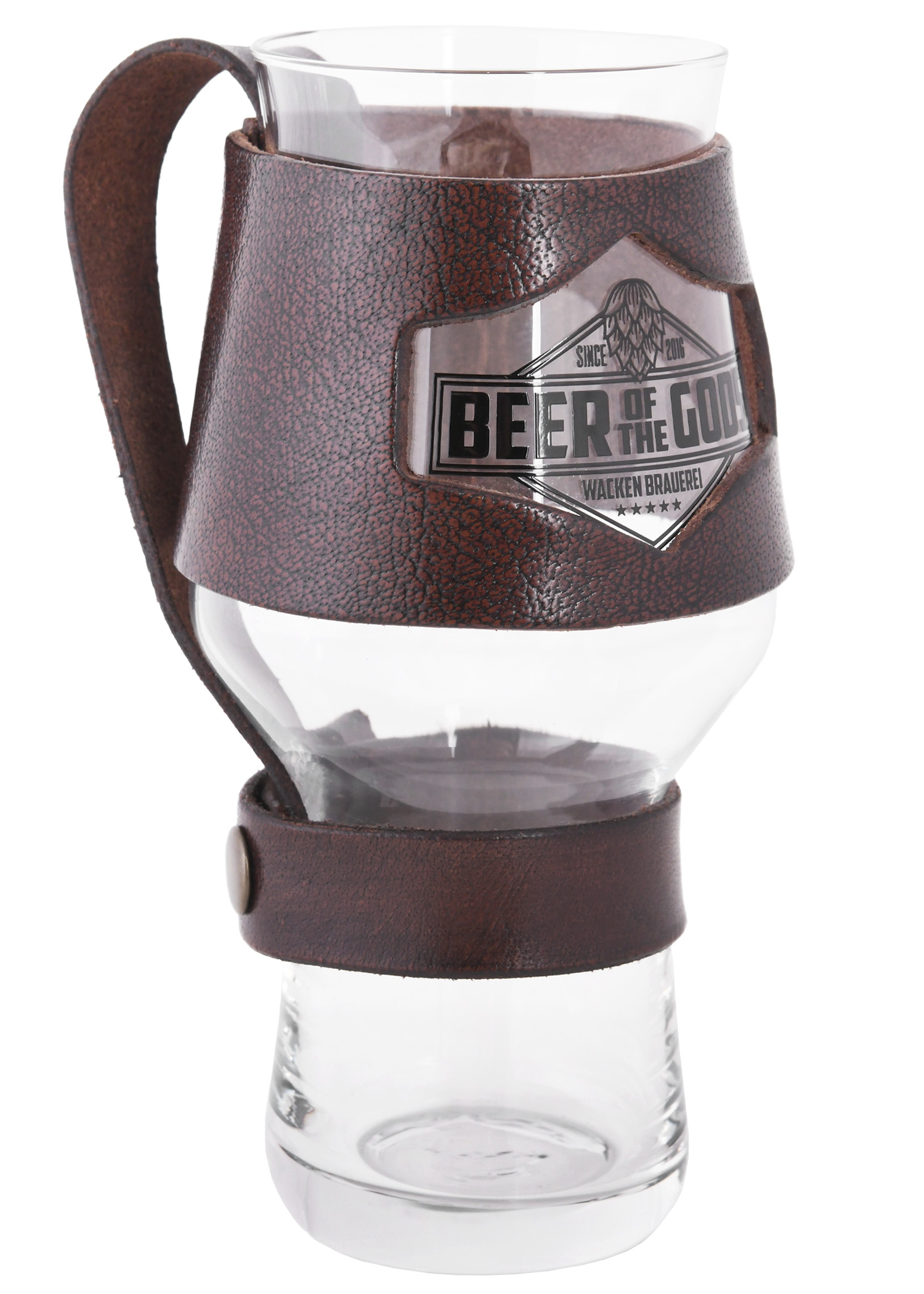 Beer Glass Holder, brown leather - Wacken Brewery